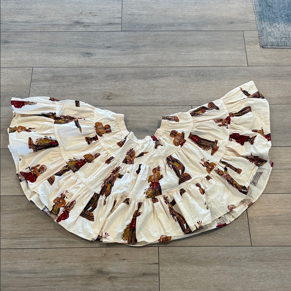 Double D Ranch Cream A-Line Skirt with Patterned Design